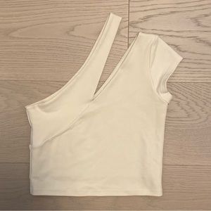 OAK + FORT Nude Asymmetrical Crop Top